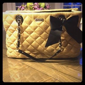 Kate Spade woven handbag w/grosgrain ribbon